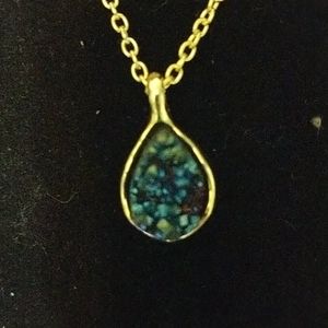 Rock Crystal Druzy Stone necklace 18 inch chain